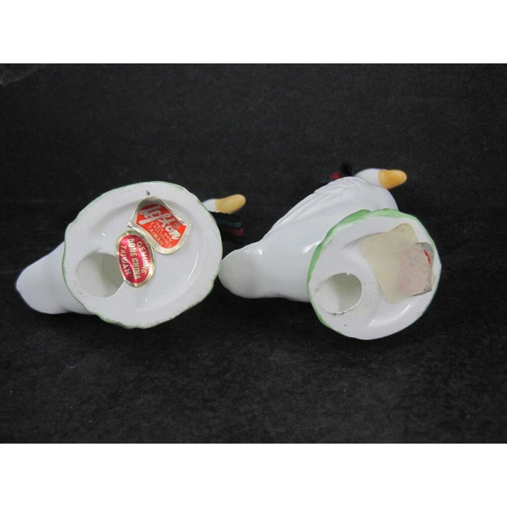 Set of 2 Lefton Christmas Geese Figurines Goose Gander Ducks NOS